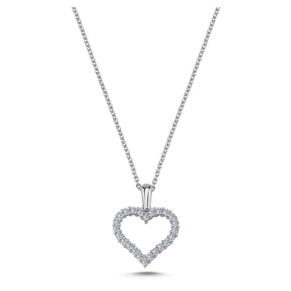 Nuran Lille Hjerte Vedhæng - Hvidguld